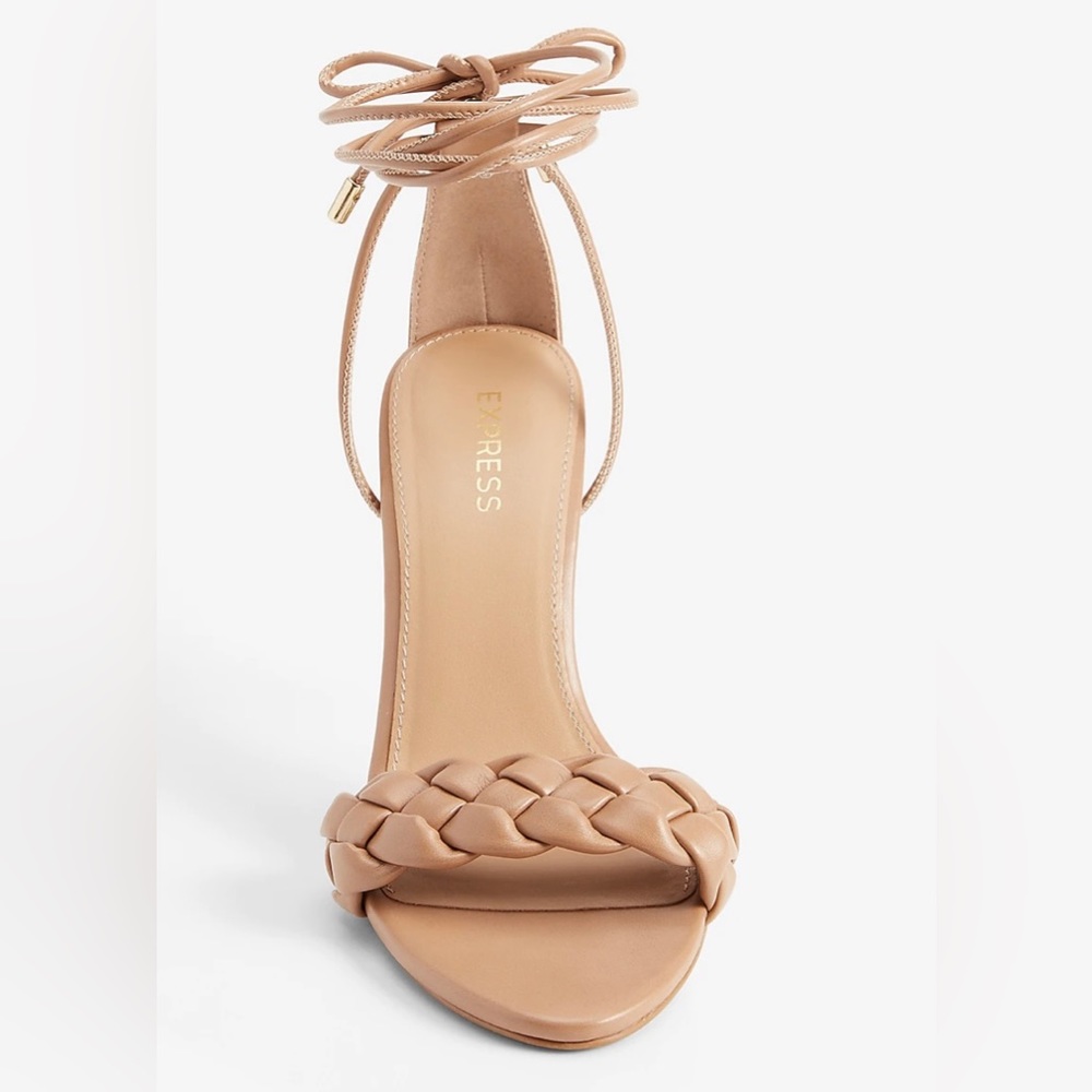 Braided Lace-Up Heeled Sandals
